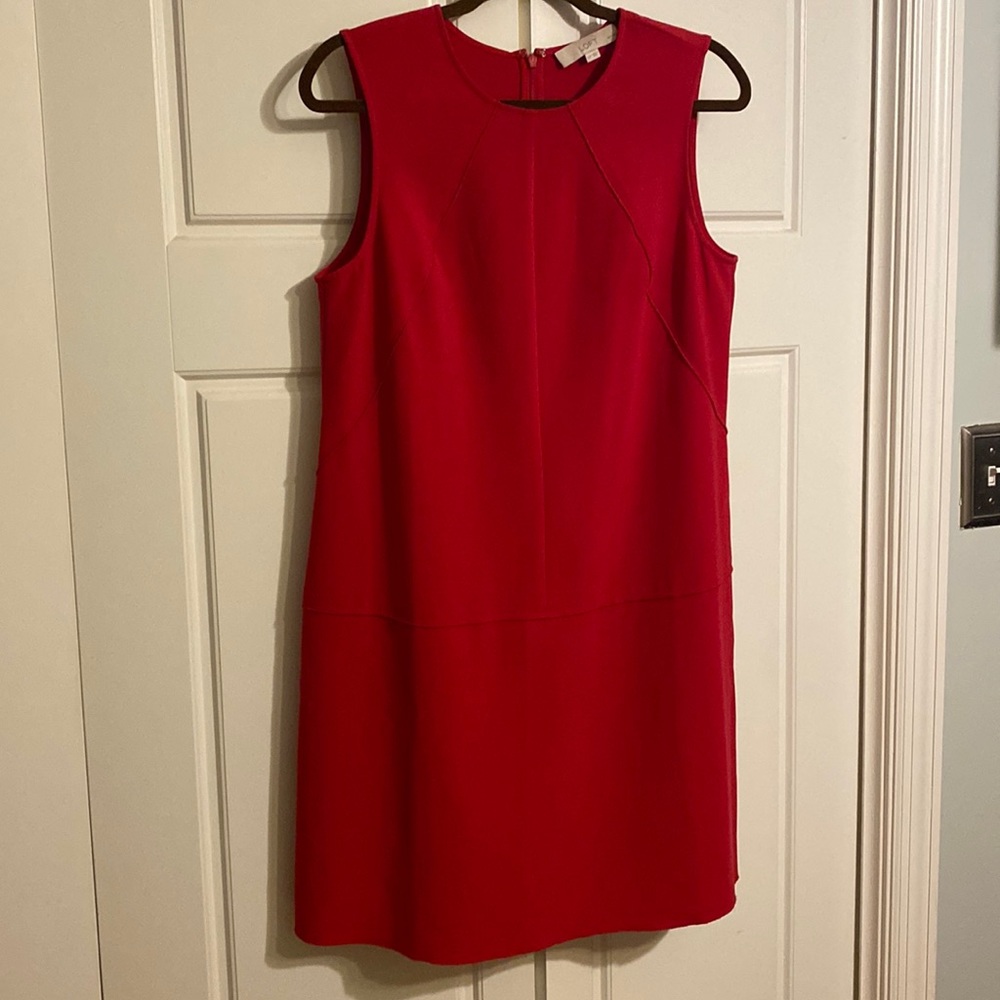 Red drop waist shift dress